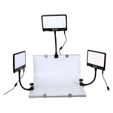 Grifon DVK-380 SL Фотостол с 3-мя осветителями ( 3 тонкие LED панели, стол ST-0405S, 3 гибких кронштейна PBG-200A2, 3 адаптера питания 3,9V )